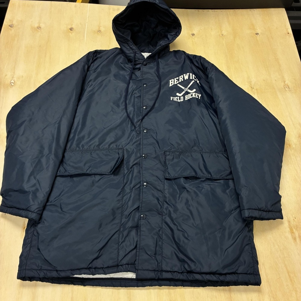 Vintage Powers Windbreaker Jacket Mens XL Blue Hooded Berwick Field Hockey